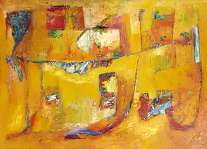 Rik Berkhout - Olieverf op doek, Yellow Landscape II (Zeer groot) verkocht voor € 150!