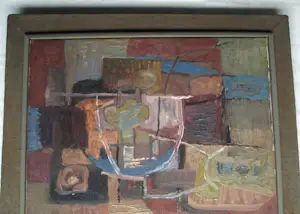 Kor Heemsbergen - Olieverf op doek, Abstracte voorstelling - 1960 - Ingelijst kopen? Bied vanaf 150!