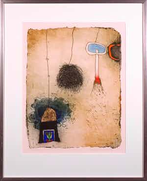 Michel van Overbeeke - Kleurenets met bladgoud, Nile I - Ingelijst verkocht voor € 60!