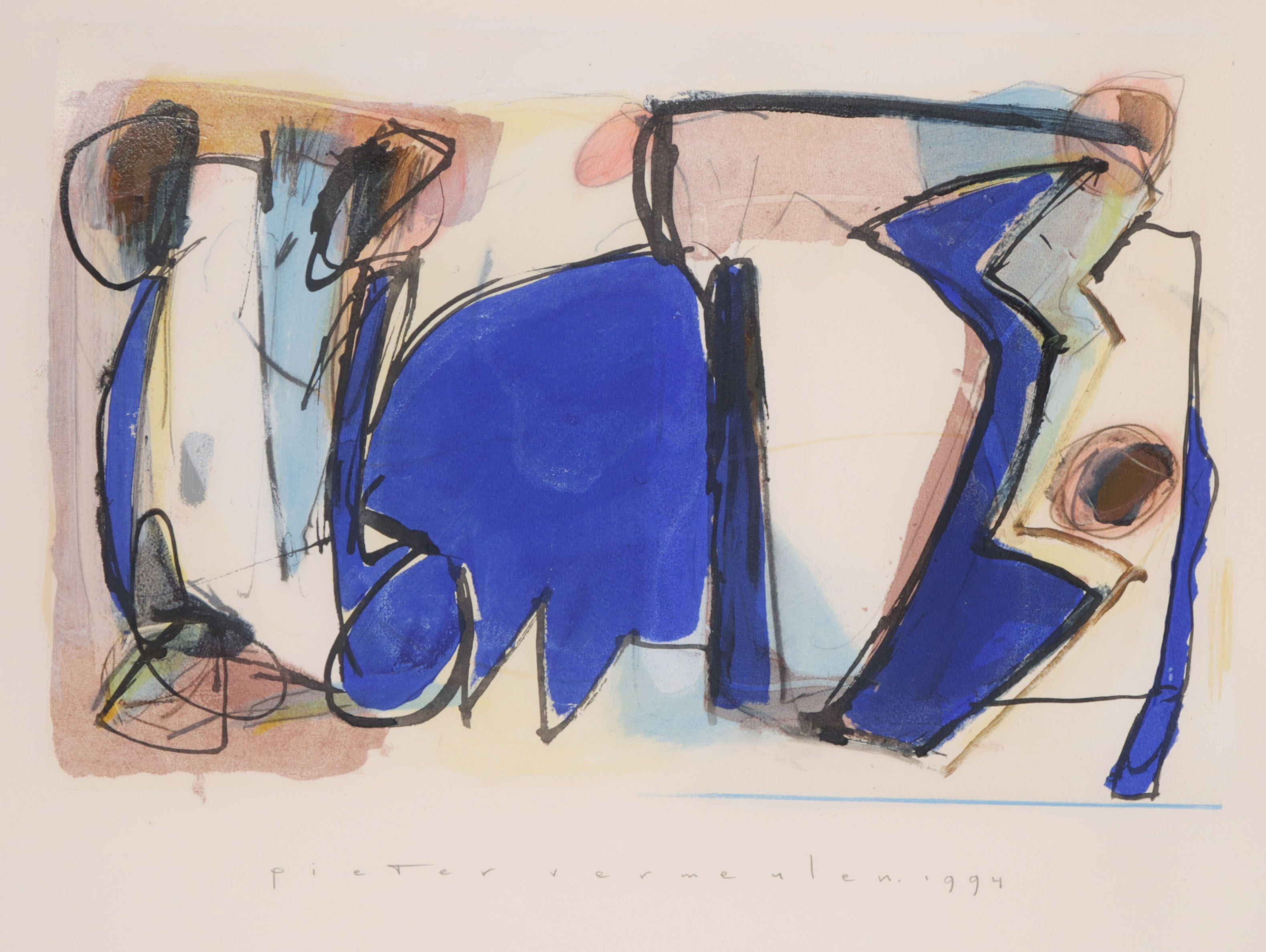 Pieter Vermeulen - Gemengde techniek, Z.T. - Ingelijst kopen? Bied vanaf 35!