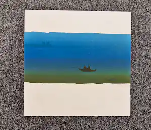 Wally Elenbaas - Dubbele kleuren lithografie "Nachtvissers & Vogels in boom" zeer kleine oplage! verkauft für € 67!