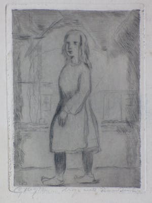 Gerard Sluijter - Meisje op klompen - Droge Naald ets kopen? Bied vanaf 35!