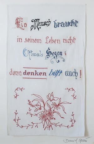 Daniel Spoerri - Zeefdruk, Ein Mensch braucht (...) - Ingelijst kopen? Bied vanaf 1!