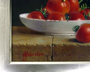Hans Habraken - stilleven witte kom met tomaten kopen? Bied vanaf 450!