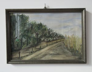 Niet of onleesbaar gesigneerd - Aquarel zandpad langs bosrand - T. Kramer kopen? Bied vanaf 1!