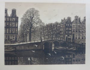 Frans Everbag - Amsterdams stadsgezicht: De Leidschegracht. kopen? Bied vanaf 70!