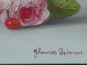 Johannes Eerdmans - Stilleven met fruit en roos - Olie op paneel kopen? Bied vanaf 175!