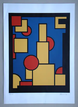 Dirk Koning - Constructieve Compositie - 1970 - Originele zeefdruk gesigneerd en genummerd kopen? Bied vanaf 100!