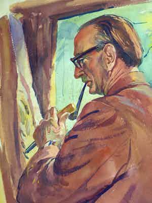 Klaas Pijlman - Gouache , Portret Cor Wijker, Egmond aan Zee – 1956 verkocht voor € 25!