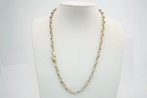Acheter77 - Apart 14 karaat holle bi colour gouden fantasie schaken collier? Enchérissez de 480!