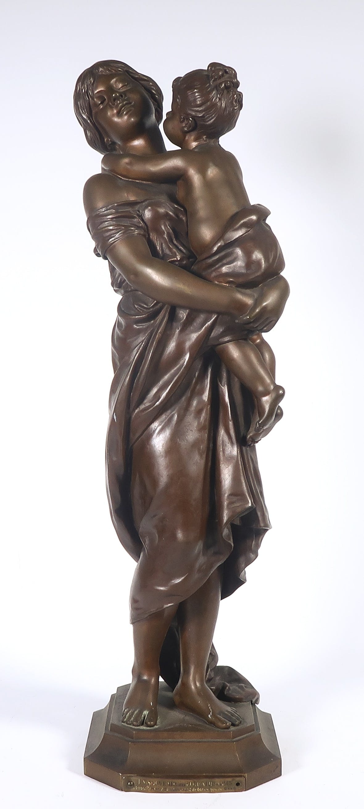Charles Georges Ferville Suan - Bronzen beeld, Moeder met kind (Groot) kopen? Bied vanaf 350!