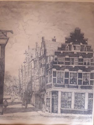 Herman Heuff - Straatje met Trapgevel in Haarlem. kopen? Bied vanaf 25!