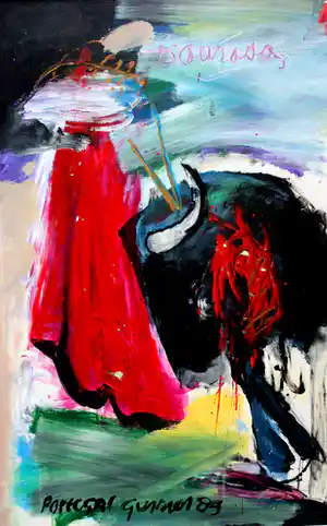 Gerriet Postma - Gouache: Torero - 1989(Groot werk in passe-partout) verkocht voor € 275!