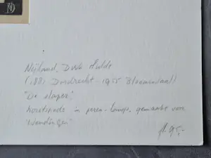Dirk Hidde Nijland - 1919 - fraaie houtsnede in peren-langs "de Slaper" voor het blad Wendingen kopen? Bied vanaf 38!