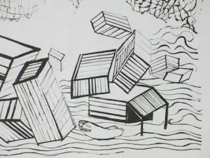 Wim Beuning - De kratten van het verre land - Litho kopen? Bied vanaf 40!