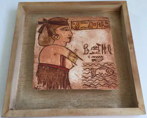 Wim Zurne - Egyptian Fantasy III | handbeschilderd gipsen beeld in baklijst kopen? Bied vanaf 20!