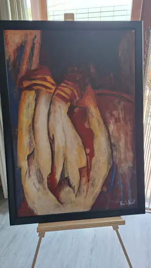 Kees van de Wal - Omhoog naar het licht" - Groot abstract werk in baklijst - 105 x 75 cm kopen? Bied vanaf 450!