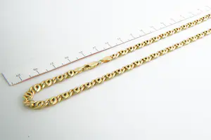 108- Lang (60+cm) geel gouden 18 karaats fantasie schakel ketting collier kopen? Bied vanaf 720!