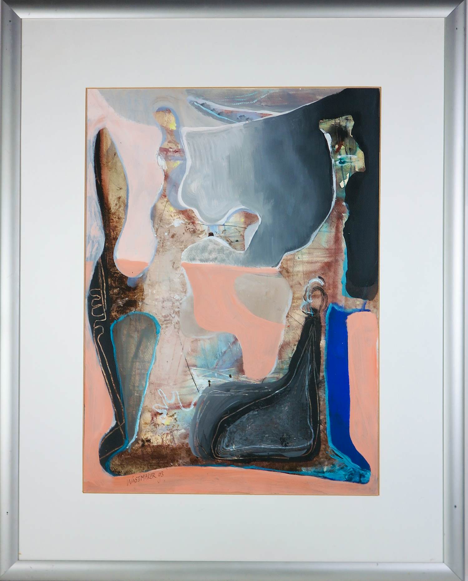 Kees Wagemaker - Acryl op papier, Versteend gezelschap - Ingelijst kopen? Bied vanaf 100!