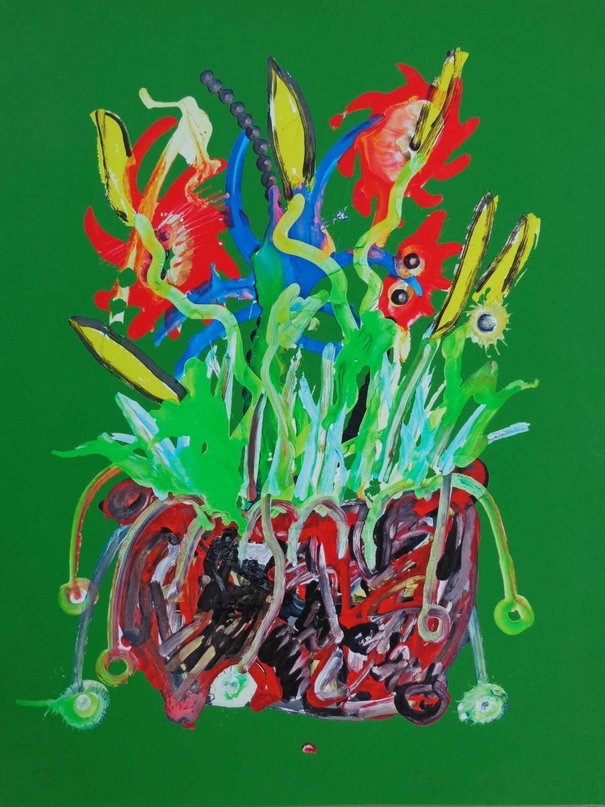 Paul Indrek Kostabi - TYPISCHE FIGURATIE / KLEURGICLEE / 61x49cm / SIG verkocht voor € 35!