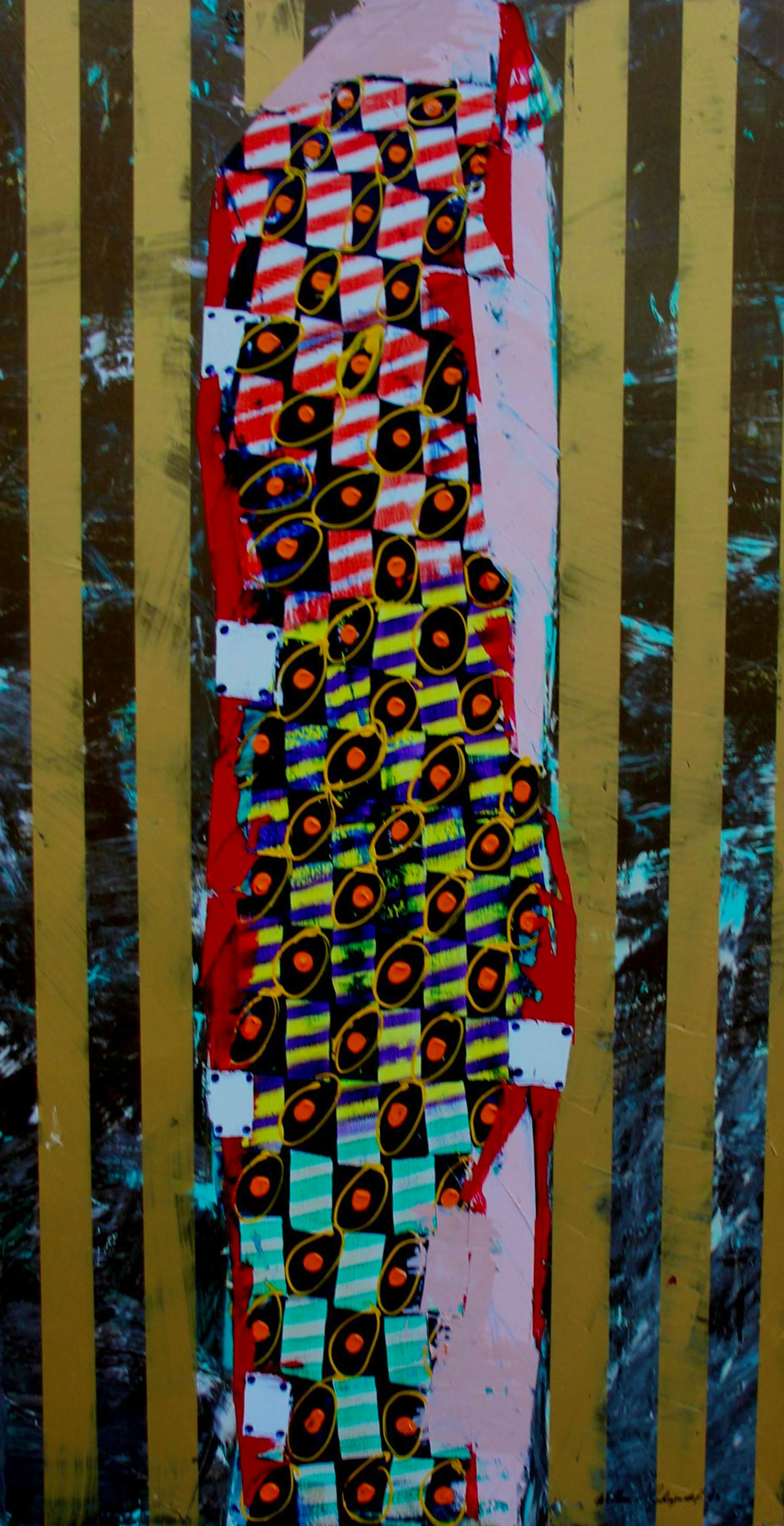 Willem van Scheijndel - Ingelijste acrylverf op doek: Knipoog naar klimt 2 -1993(groot werk!) kopen? Bied vanaf 995!