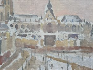 Niet of onleesbaar gesigneerd - Stadsgezicht in de Sneeuw kopen? Bied vanaf 1!