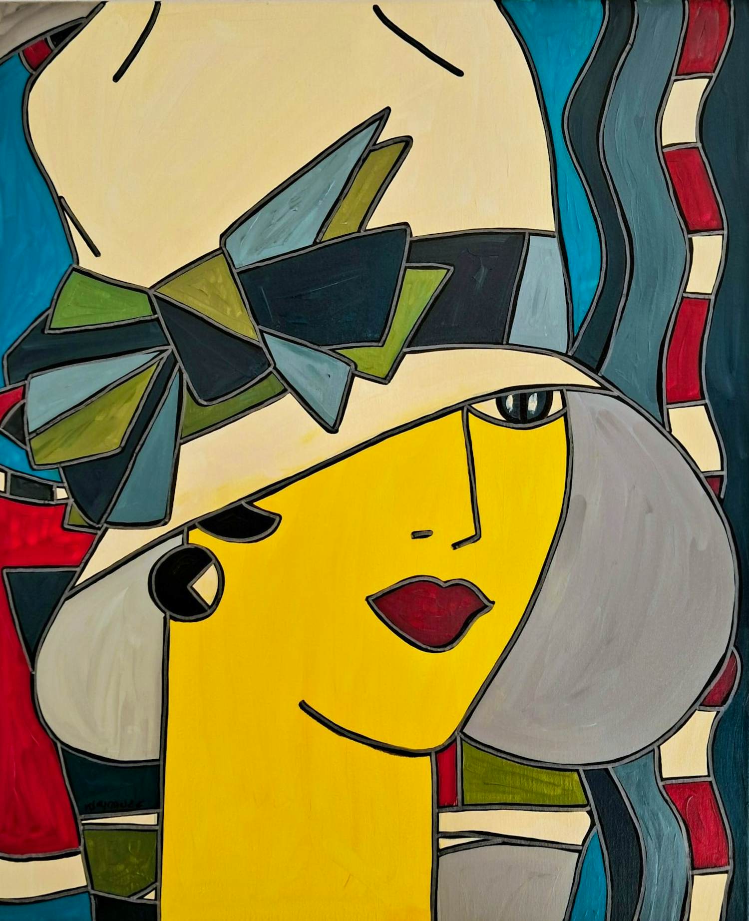 Patricia Kleyman - Portrait d'une jolie demoiselle au chapeau blanc kopen? Bied vanaf 300!