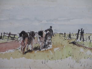 Frans Boers - Melktijd - Aquarel kopen? Bied vanaf 1!