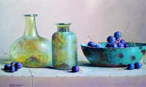 Hans Habraken - Romeinse flessen en schaaltje druiven verkocht voor € 450!