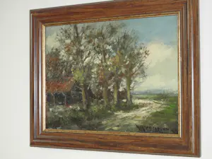 Hendrik Cornelis Kranenburg - Olieverf - Boerderij met kippen kopen? Bied vanaf 65!