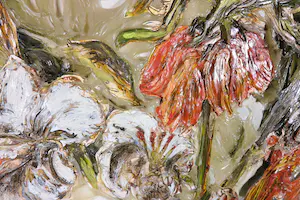 Aart Houtman - Acryl reliëf op doek, Bloemstilleven - Ingelijst (Groot) kopen? Bied vanaf 150!