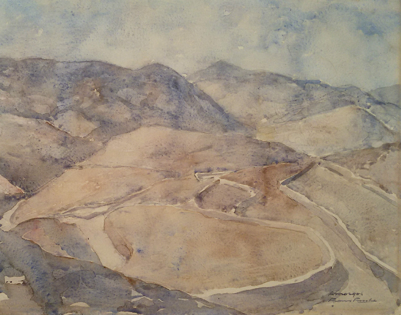 Frans Funke - Amorgos, aquarel (ingelijst) kopen? Bied vanaf 1!