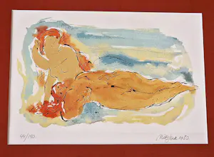 Nic Jonk - Fraai ingelijste zeefdruk: vrouwelijk naakt - gelimit. oplage (150) - potldgesig kopen? Bied vanaf 47!