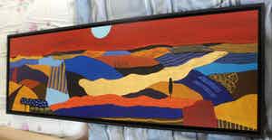 Ronald Boonacker - met Acrylverf opgehoogde Zeefdruk op paneel in fraaie baklijst verkocht voor € 175!