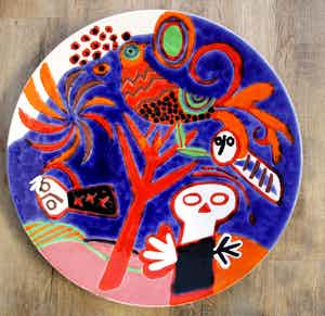 Corneille - Aardewerken schaal, l'Arbre Rouge (Zeer Groot!) verkocht voor € 995!