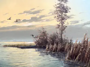 Gien Brouwer - Rivierzicht met vliegende eenden kopen? Bied vanaf 149!