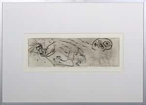 Henk Visch - Ets, De weg - voortgaan spiegelend in doorzichtigheid - Ingelijst verkocht voor € 50!