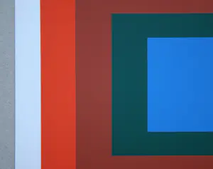 Josef Albers - Homage to the Square - Blue + darkgreen with 2 reds - Zeefdruk - 1971 kopen? Bied vanaf 100!