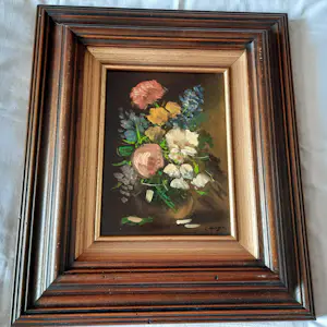 Harrij van Dongen - Ölgemälde auf Holz Blumenmotiv kaufen? Bieten Sie von 90!