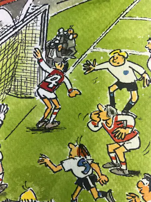 Dik Bruynesteyn - originele tekening 'Spanning en sensatie, de bal op de lat' kopen? Bied vanaf 85!