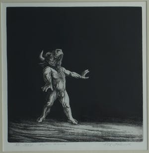Dick Stolwijk - Ets, “Minotaurus” – gesigneerd & ingelijst – oplage 25 ex. kopen? Bied vanaf 50!