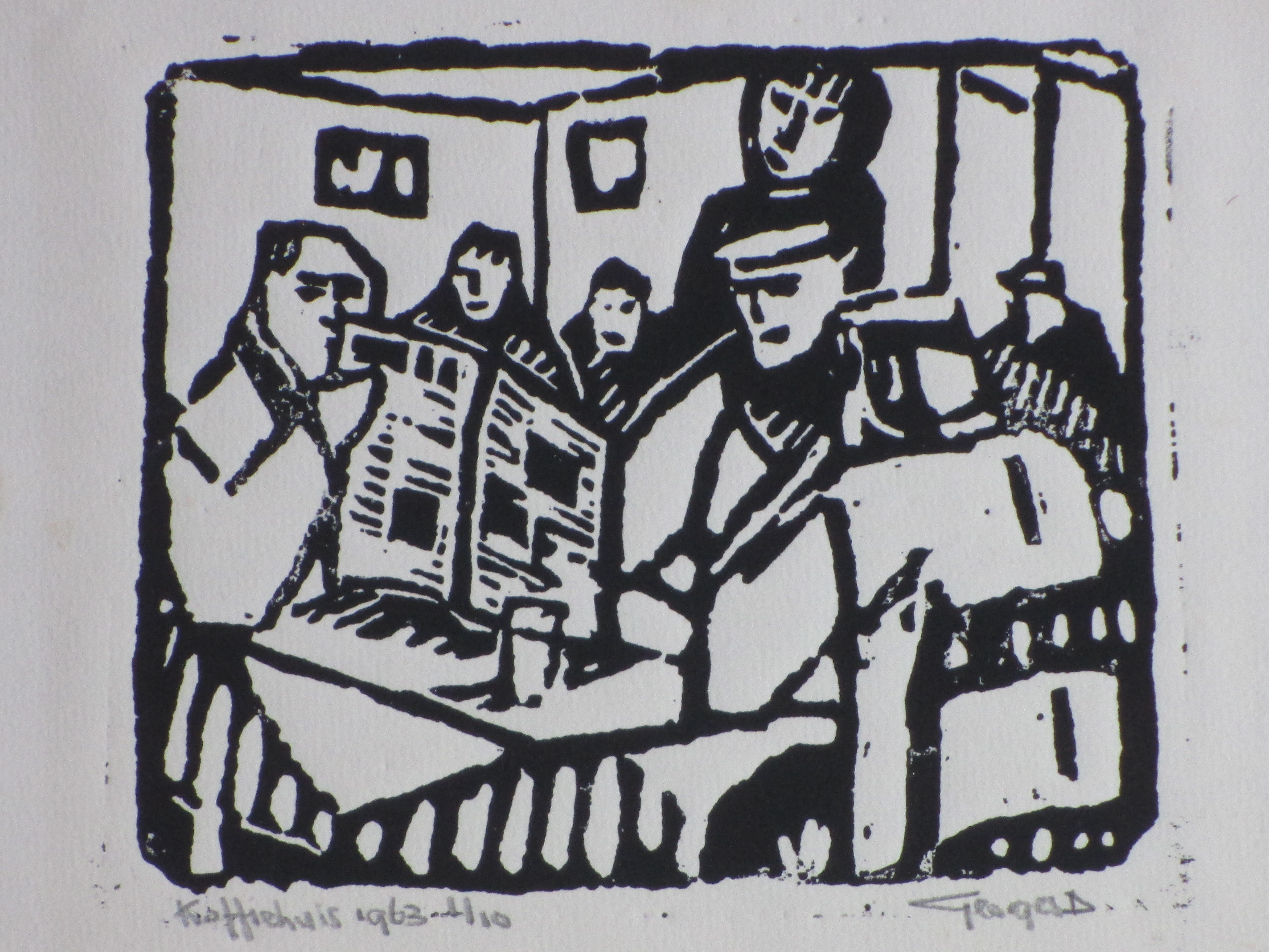 George Degenhart - Koffiehuis - Linosnede kopen? Bied vanaf 1!