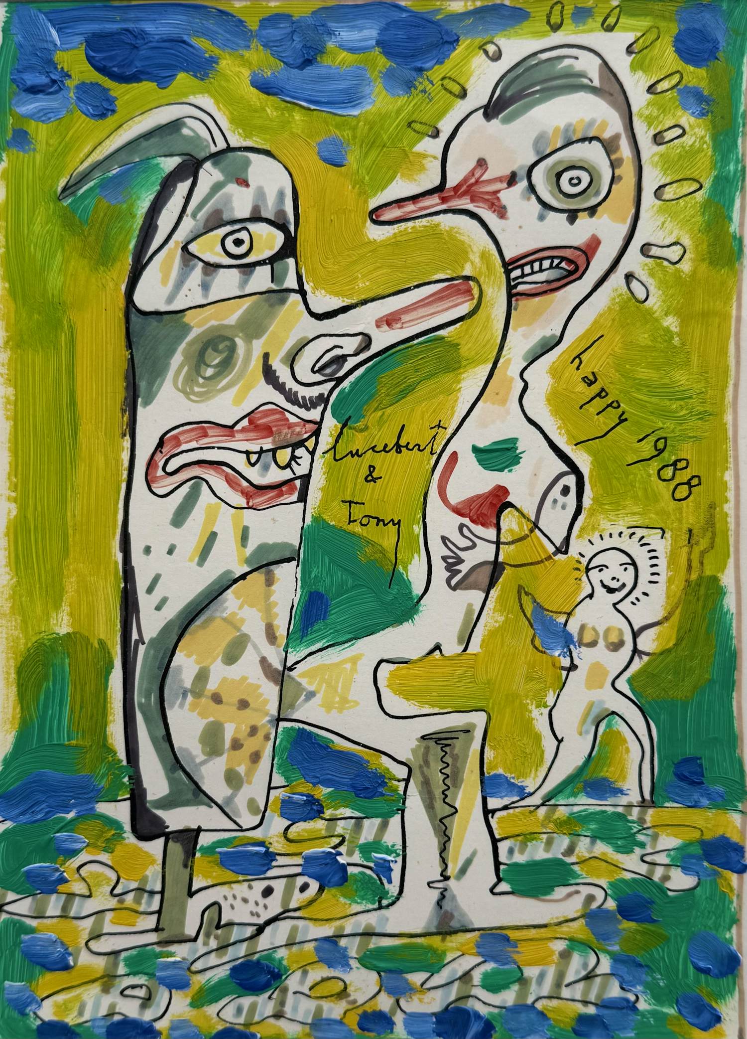 Lucebert - Gemengde techniek op papier | 1987 (UNIEK WERK) kopen? Bied vanaf 600!