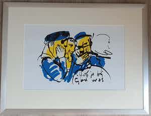 Herman Brood - of je bij God was - gesigneerd - 300 ex - ingelijst verkocht voor € 225!