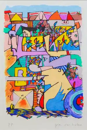 Pim van Halem - "Busy bus C" | Zeefdruk op papier p.p. verkauft für € 55!