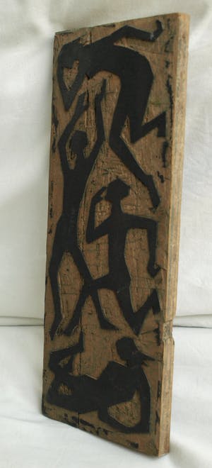Klaas Pijlman - Houtreliëf / stempel , “Figuren” – ca 1975 kopen? Bied vanaf 1!