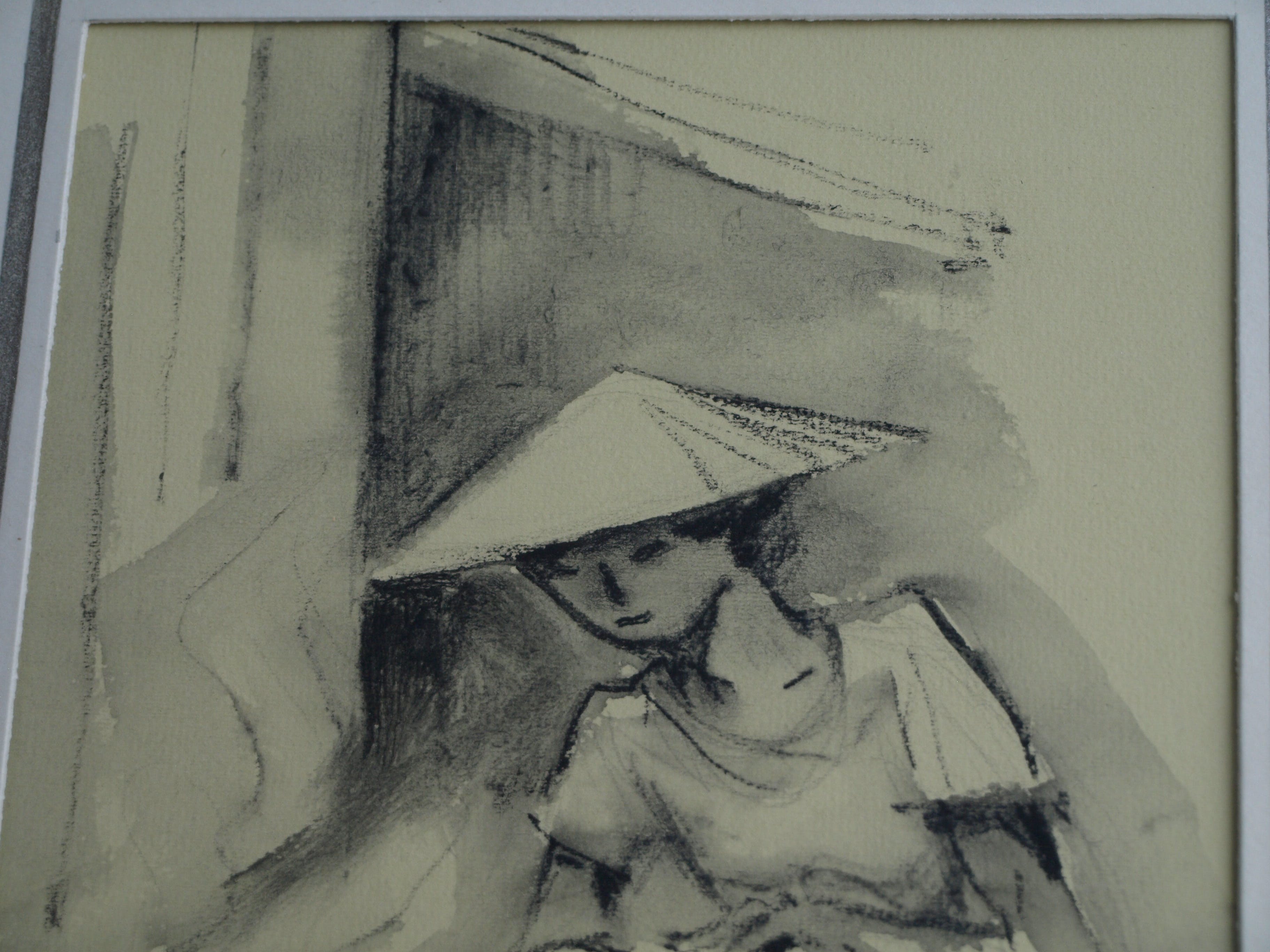 Klaas Pijlman - Contékrijt en inkt , Bangkok - gesigneerd & ingelijst – 1972 kopen? Bied vanaf 35!