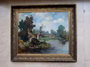 Harry Zeegers - Poldergezicht met bootjes en Molen - Harry Zeegers vendu pour 95€ !