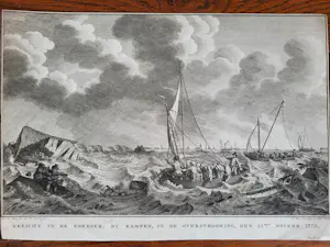 Noach van der Meer - Gezicht in de koekoek, bij Kampen, in de overstrooming, den 15den November 1775 kopen? Bied vanaf 50!
