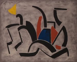 Toon Kelder - Zeefdruk op katoenzijde, Composition - Ingelijst kopen? Bied vanaf 20!